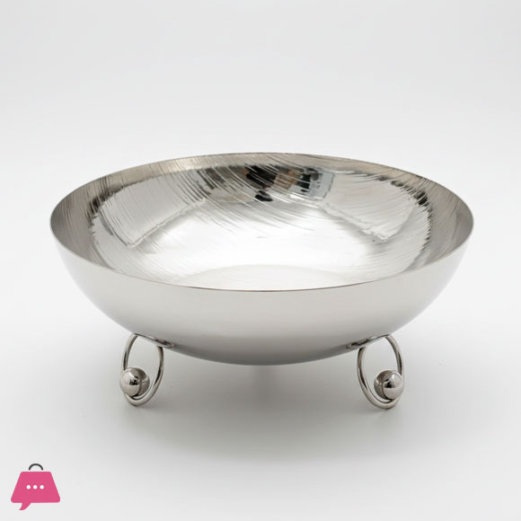 Silver Toned Hammered Metal Footed Bowl 4 Silver Toned Hammered Metal Footed Bowl - Image 2