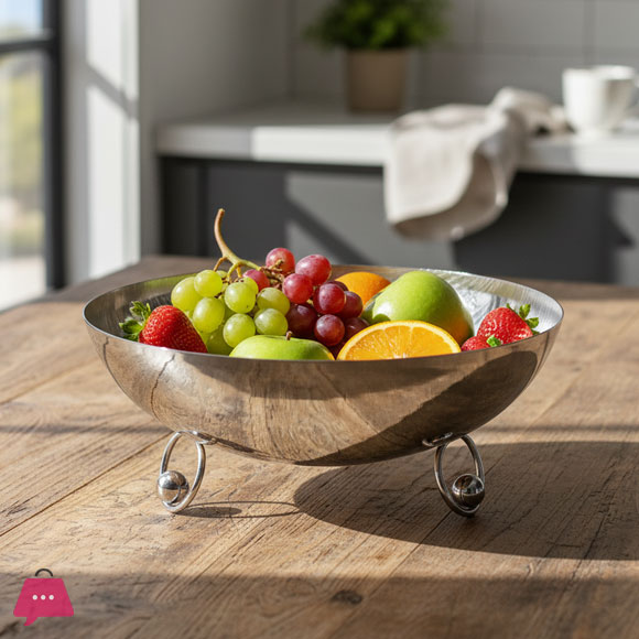 Silver Toned Hammered Metal Footed Bowl 3 Silver Toned Hammered Metal Footed Bowl