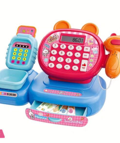 Simulated Supermarket Cash Register Toy, Multifunctional Supermarket Shopping Cashier Model with Card Swiping and Scanning