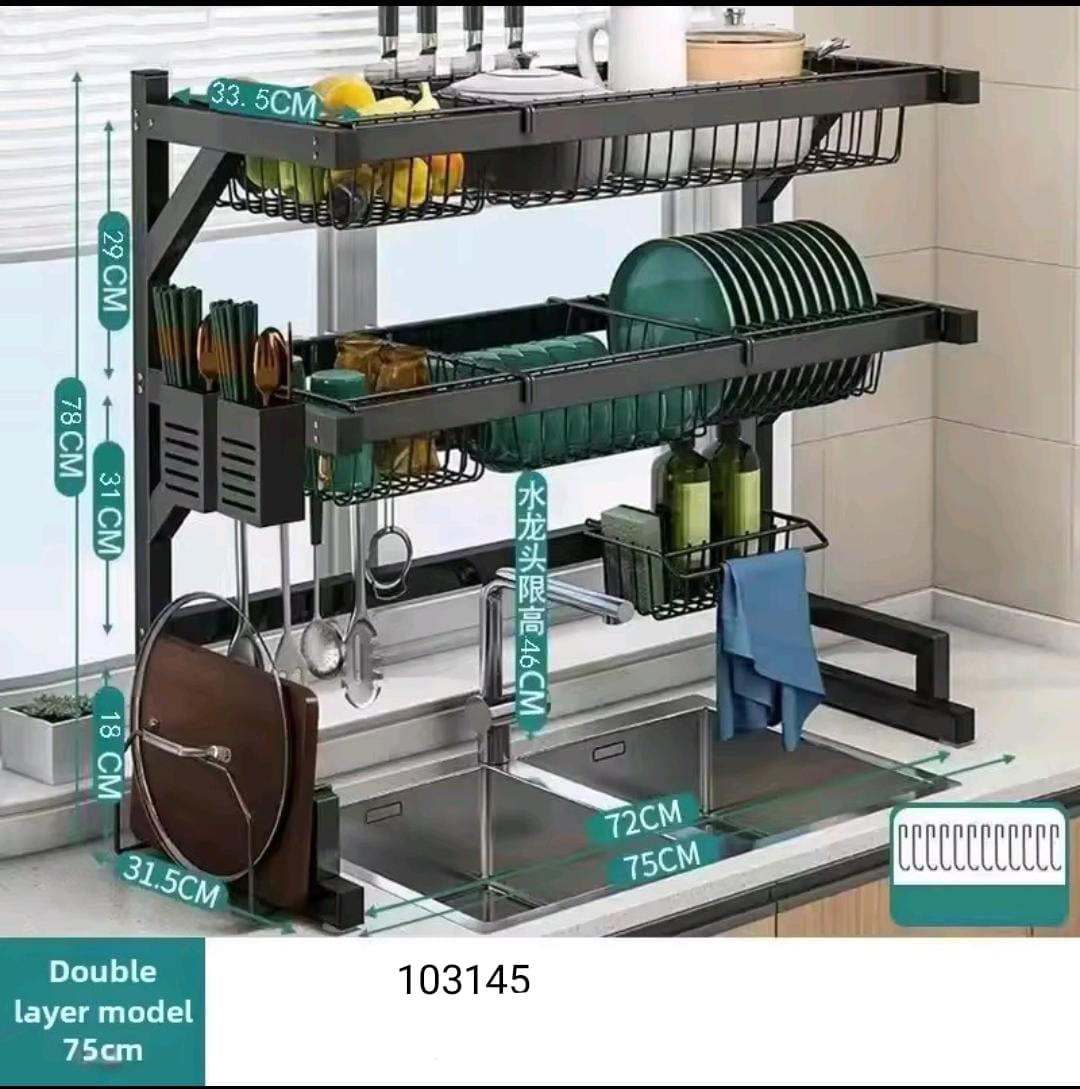 Sink Kitchen Rack – Double Layer Over-The-Sink Organizer 75Cm