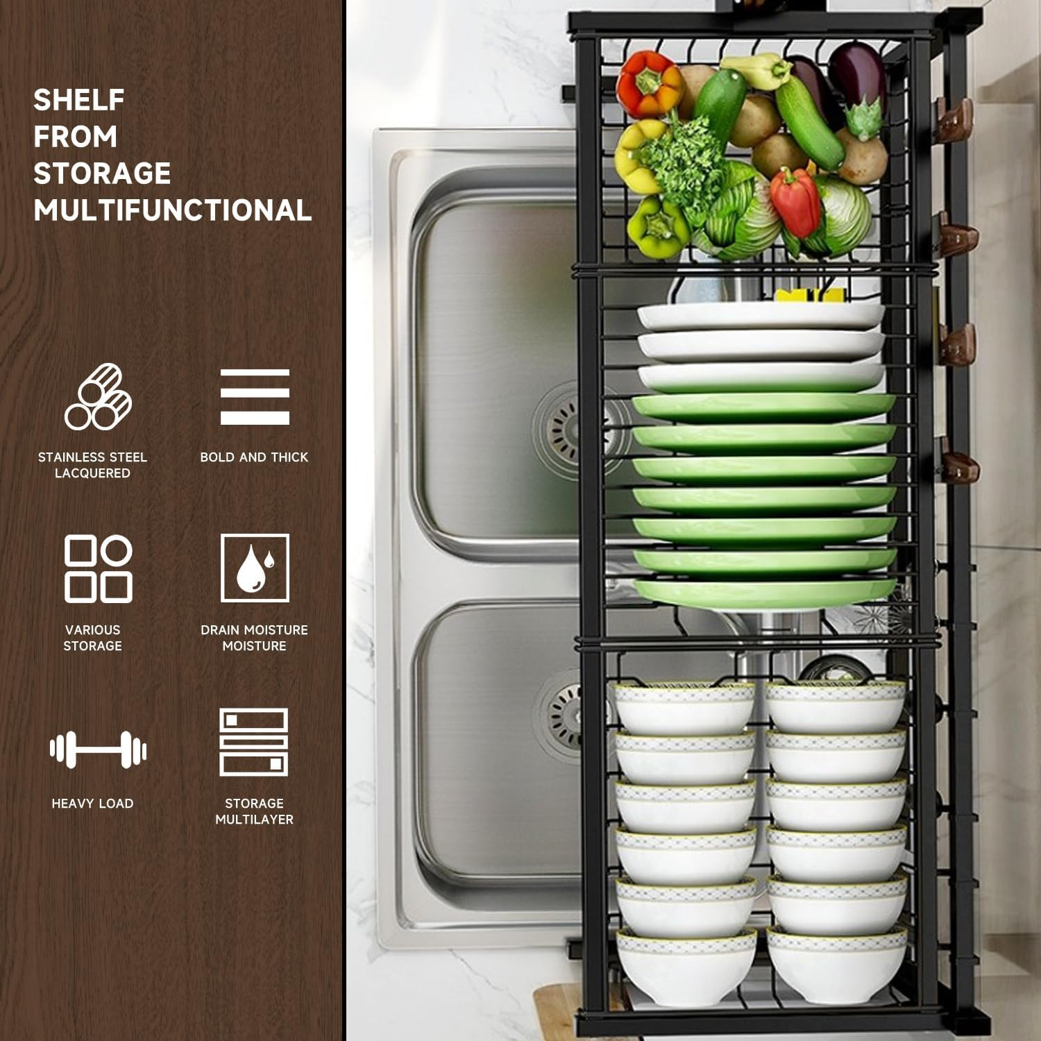 Sink Kitchen Rack – Double Layer Over-The-Sink Organizer 75Cm 9 Sink Kitchen Rack – Double Layer Over-The-Sink Organizer 75Cm