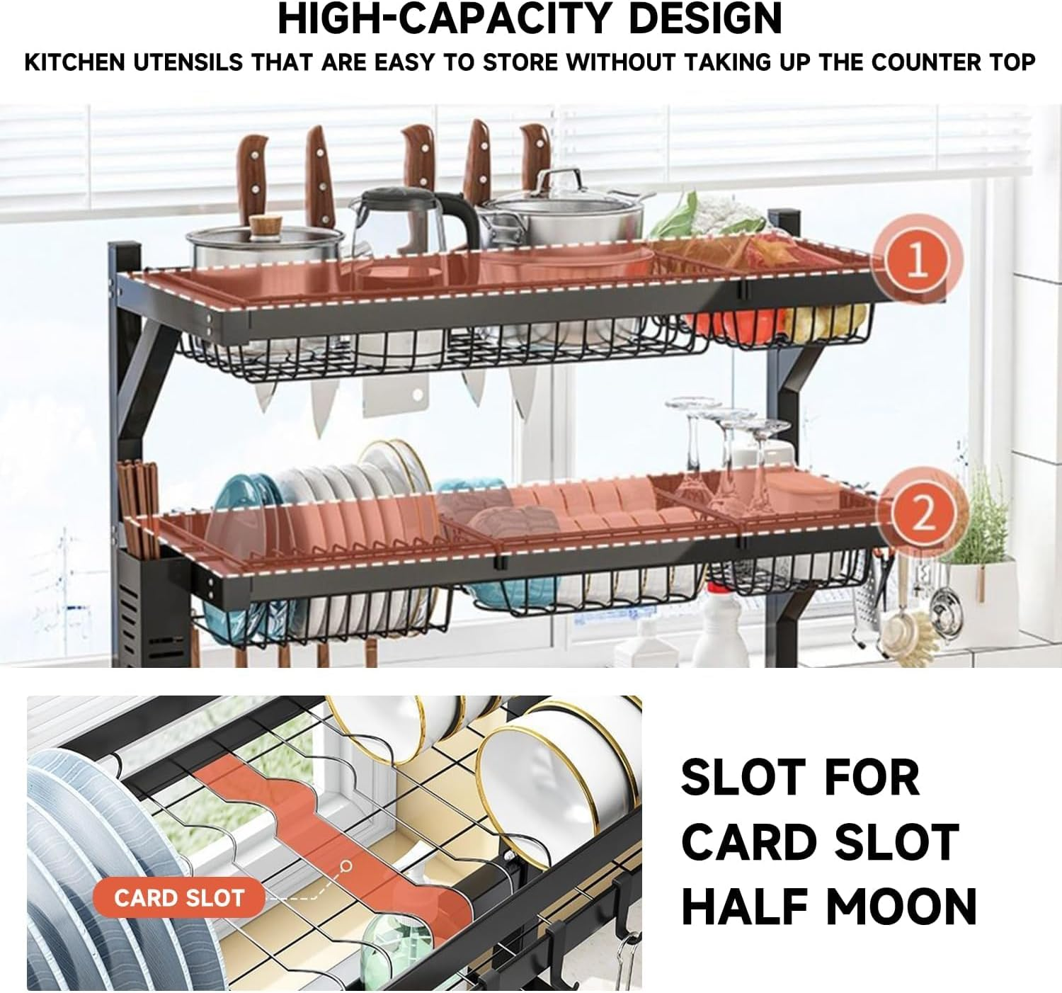 Sink Kitchen Rack – Double Layer Over-The-Sink Organizer 75Cm
