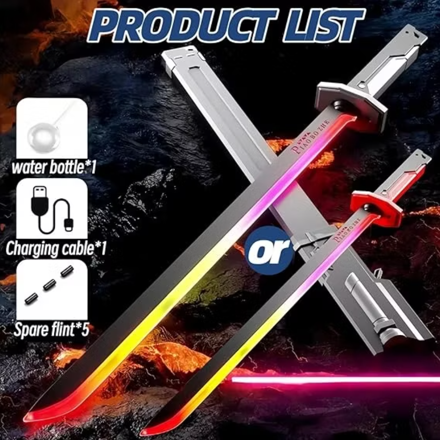 Spark Light Smoke Colorful Glowing Light Smoke Katana Sword Toy