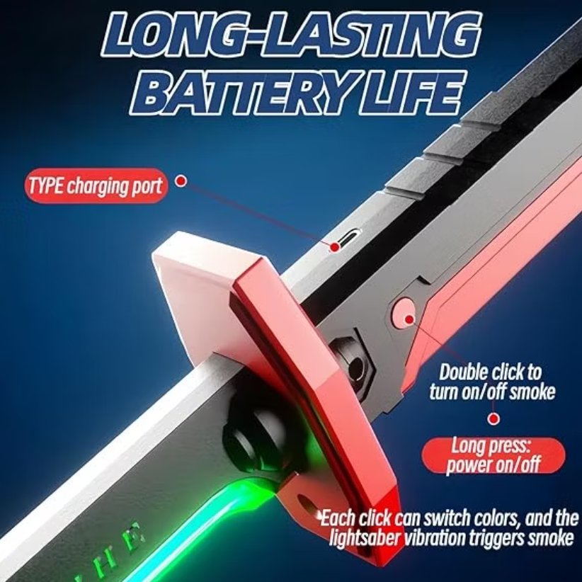 Spark Light Smoke Colorful Glowing Light Smoke Katana Sword Toy
