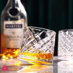 Spinning Crystal Tumbler Glass With Base Rotating Glass Drinkware For Bar And Home 1-Pcs