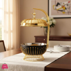 Stainless Steel Bead Hanging Furnace Luxury Design Buffet Dish 8 Liter