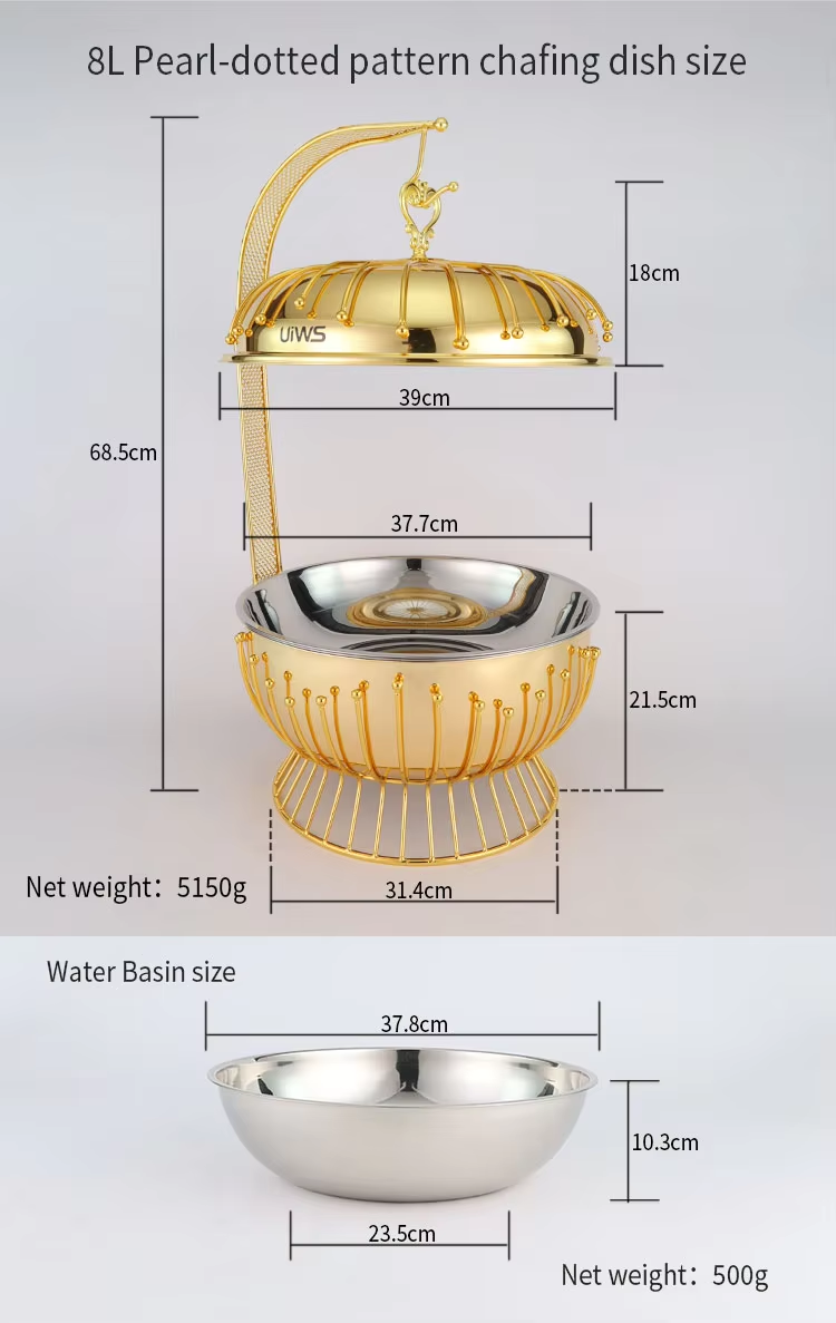 Stainless Steel Bead Hanging Furnace Luxury Design Buffet Dish 8 Liter 6 Stainless Steel Bead Hanging Furnace Luxury Design Buffet Dish 8 Liter