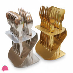 Stainless Steel Gold & Silver Dessert Spoon & Mini Fork Set of 12