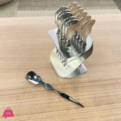 Stainless Steel Gold &Amp; Silver Dessert Spoon Set Of 12