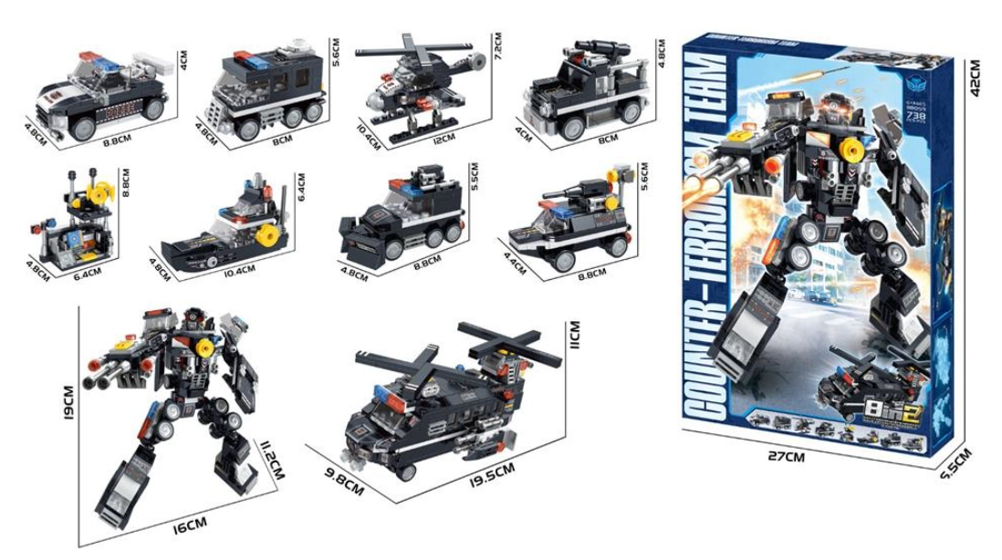 Transformers Model Deformation Building Blocks Set 738 Pcs
