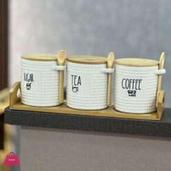 Tea Coffee and Sugar Jar with Spoon Set of 3