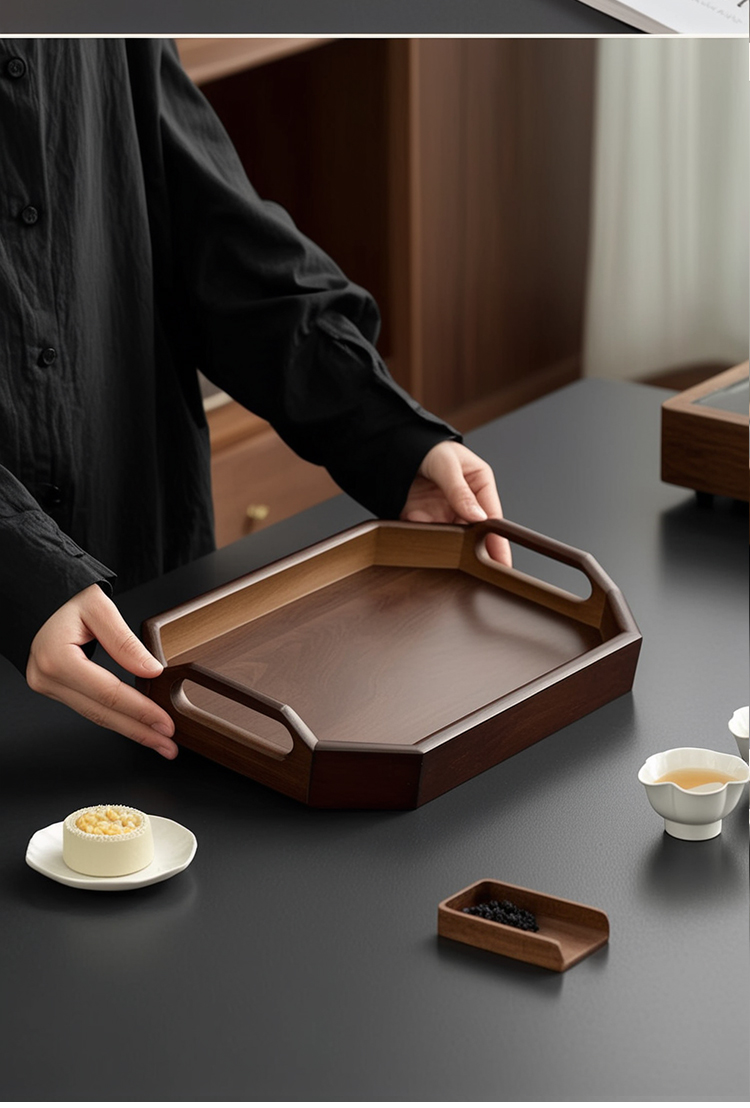 Walnut Shaped Octagonal Handle Tray Set 3 Pcs 13 Walnut Shaped Octagonal Handle Tray Set 3 Pcs