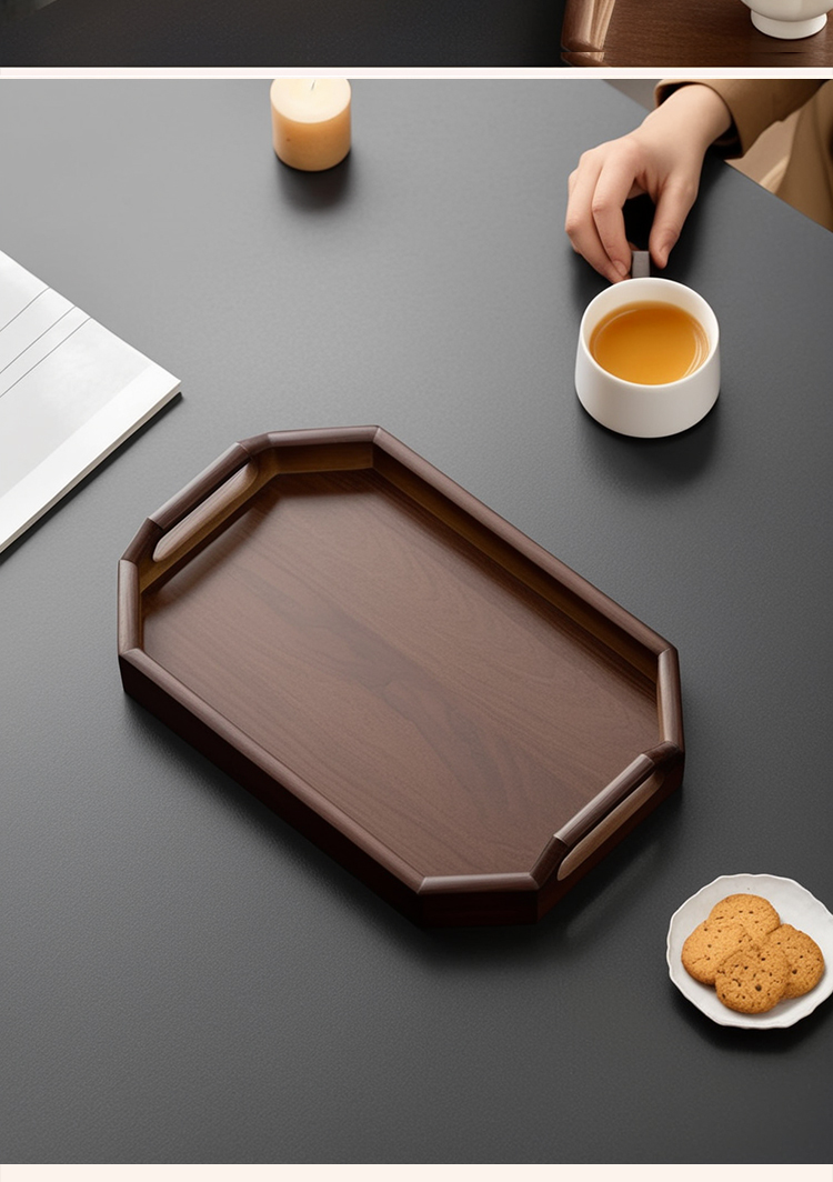 Walnut Shaped Octagonal Handle Tray Set 3 Pcs 8 Walnut Shaped Octagonal Handle Tray Set 3 Pcs