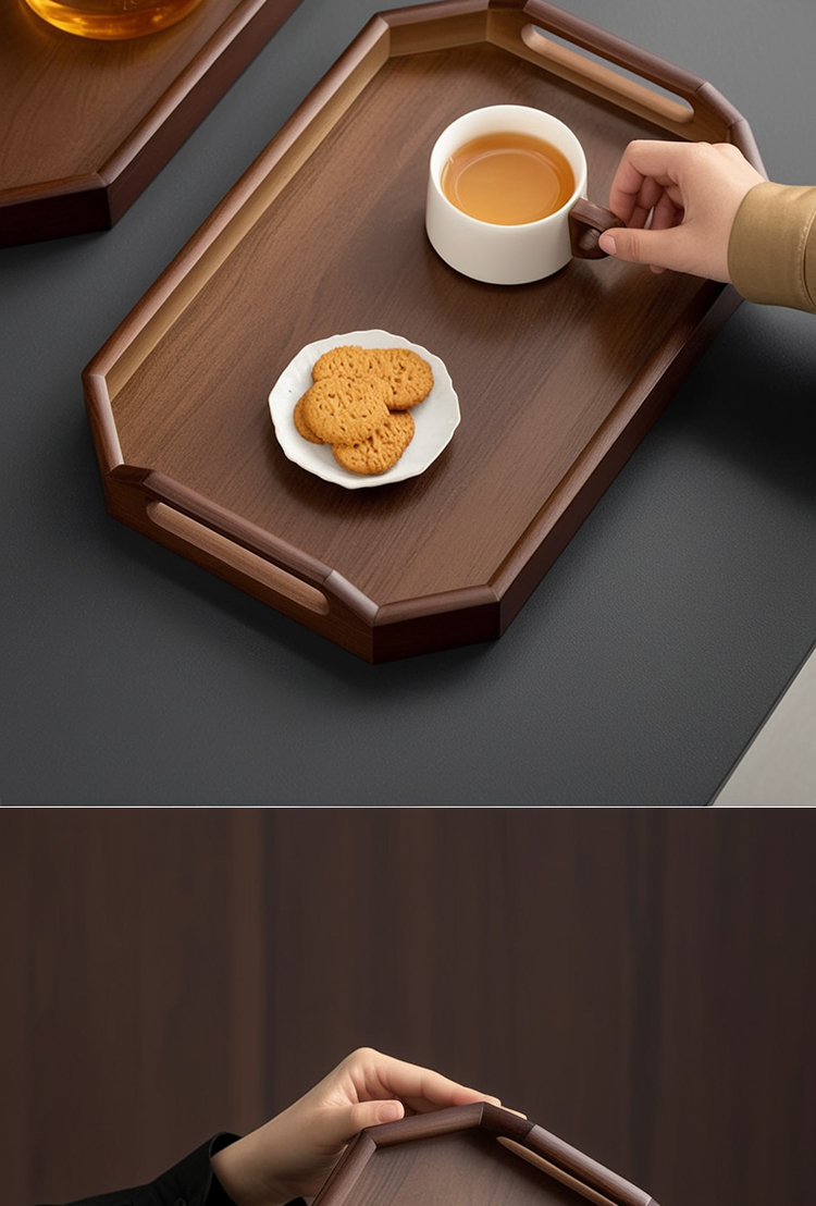 Walnut Shaped Octagonal Handle Tray Set 3 Pcs 9 Walnut Shaped Octagonal Handle Tray Set 3 Pcs
