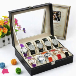 Watch Display Case Organizer With Glass 10- Slots