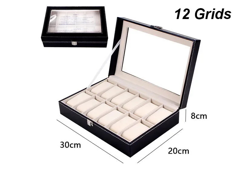 Watch Display Case Organizer With Glass 12- Slots 12 Watch Display Case Organizer With Glass 12- Slots