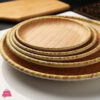 Rattan Round Biodegradable Bamboo Fiber Plate 25Cm