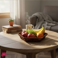 Wicker Bread Basket Tabletop Food Serving Trays Handwoven Storage Basket for Fruits Vegetables Home Restaurant 2 Size