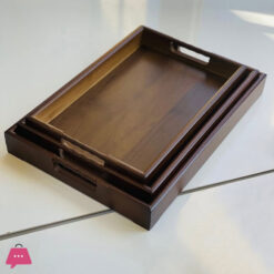 Wooden Tray Set Carved Side Handle 7 Wooden Tray Set Carved Side Handle