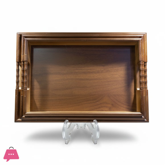 Wooden Tray Set Carved Side Handle 4 Wooden Tray Set Carved Side Handle - Image 2