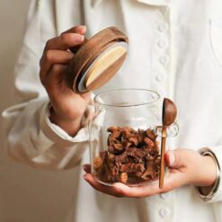 Glass Jars With Wooden Lids And Spoons Set Of 3Clear Glass Coffee Containers With Scoop Decorative Kitchen Food Storage Jars For Coffee Beansteanut Candysugarbath Salts17Oz22Oz27Oz