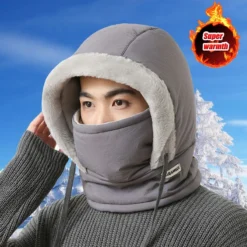 Cold Weather Thermal Balaclava Scarf Winter Windproof Hood Hat Plush Neck Warmer Ski Face Mask For Outdoor Activities