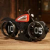 Vintage Motorcycle Flip Page Clock Automatic Page Turning Quartz Time Clocks Home Room Office Desktop Decoration Home Deco