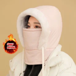 Cold Weather Thermal Balaclava Scarf Winter Windproof Hood Hat Plush Neck Warmer Ski Face Mask For Outdoor Activities