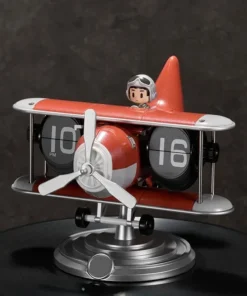 Plastic Case Creative Table Clocks Vintage Aircraft Moulding Desk Clock Auto Page turning Style Desktop Clocks Home Decorations