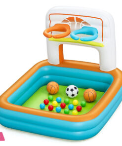 Bestway Kick 'N Swish - 3-in-1 Multi-Use Ball Pit Inflatable Sports Activitiy Center Basketball-Soccer-Ball Pit Indoor-Outdoor Kids 2+ 47 inchx 42 inchx33 inch
