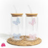 Butterfly Ice Tea Glass With Straw &Amp; Lid 2 Butterfly Ice Tea Glass With Straw &Amp; Lid