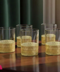 Crystal Glass Set of 6  Golden Bottom – Round