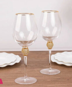 Crystal Wine Glass With Gold Detailing Pack Of 6 - Image 4