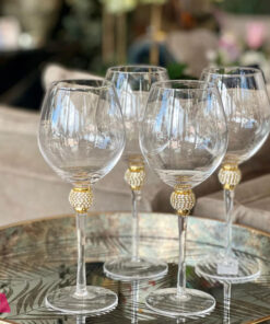 Crystal Wine Glass with Gold Detailing Pack of 6