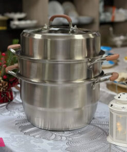 Elegant Stainless Steel Compact 2-Layer Steamer Pot