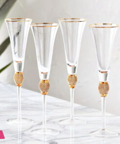 Franzese Russian Crystal Martini Glass with Gold Detailing Set of 6