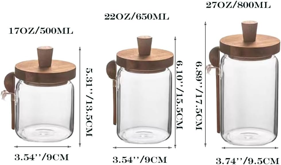 Glass Jars With Wooden Lids With Spoons Set Of 3 14 Glass Jars With Wooden Lids With Spoons Set Of 3
