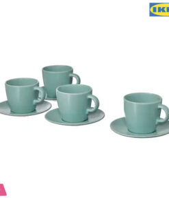IKEA FARGKLAR Cup With Saucer Matt Light Turquoise 250ml