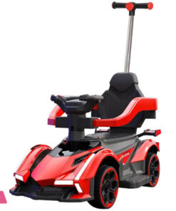 Kids Push Sport Car With Push Handle and Adjustable Steering Wheel Lights and Music