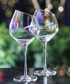 Luxrify Iridescent Wine Glasses Premium Quality Unique Angled Rim Set of 6