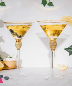 Luxury Crystal Martini Glass with Gold Detailing – Set of 6