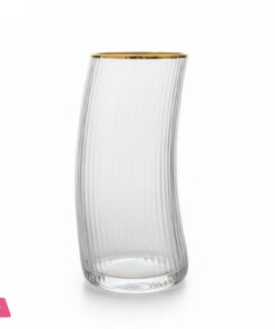 Moon Shape Crescent Strip Glasses Set – Large with Gold Rim