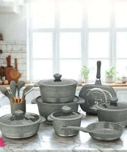 Rockland 22pcs Modern Kitchen Utensils Non Stick Aluminum Cookware Sets with Ceramic Coating