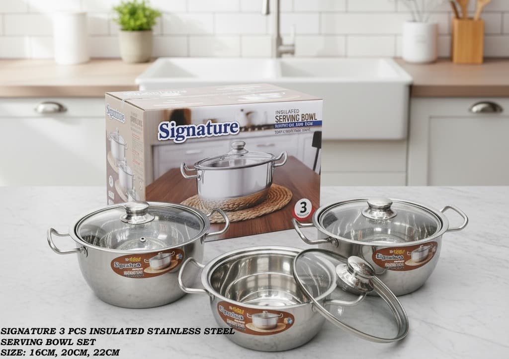 Signature Insulated Stainless Steel Bowl Set 3 Pcs 3 Signature Insulated Stainless Steel Bowl Set 3 Pcs
