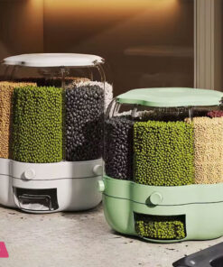 Large Food Storage Container 360° Rotating Rice Barrels Sealed Cereal Dispenser Rice Tank Grain Box Kitchen Storage Container