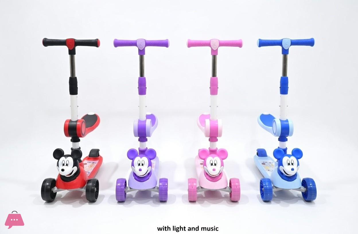 3D Mickey Mouse Flasing Wheel 2 In 1 Foldable Scooter - Sc-6010 6 3D-Mickey-Mouse-Flasing-Wheel-2-In-1-Foldable-Scooter---Sc-6010