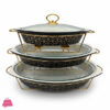Black &Amp; Gold 3-Piece Ceramic Dishes Buffet Dish Premium Gold-Plated Stainless Steel Stand Oval 1 Black &Amp; Gold 3-Piece Ceramic Dishes Buffet Dish Premium Gold-Plated Stainless Steel Stand Oval