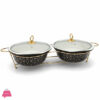Black &Amp; Gold Twin Ceramic Dishes Buffet Dish Premium Gold-Plated Stainless Steel Stnad Rectangle 1 Black &Amp; Gold Twin Ceramic Dishes Buffet Dish Premium Gold-Plated Stainless Steel Stnad Rectangle