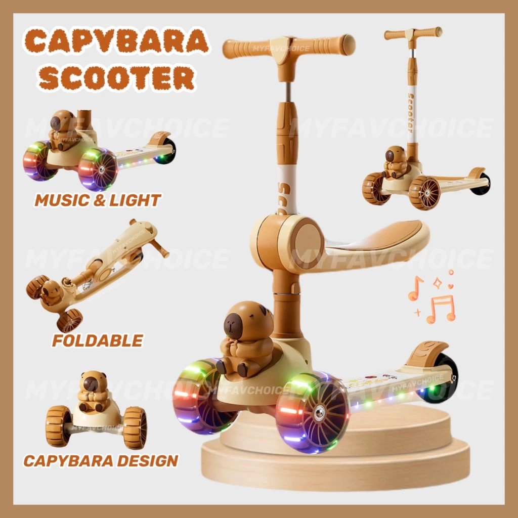 Capybara Scooter For Kid Scooty Foldable Adjustable Height With Music Light - Sc-6011 24 Capybara-Scooter-For-Kid-Scooty-Foldable-Adjustable-Height-With-Music-Light