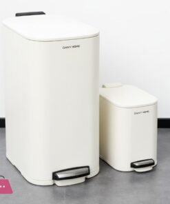 Danny Home 2-Piece White Trash Can Set – 30L & 6L Pedal Bins with Soft-Close Lid